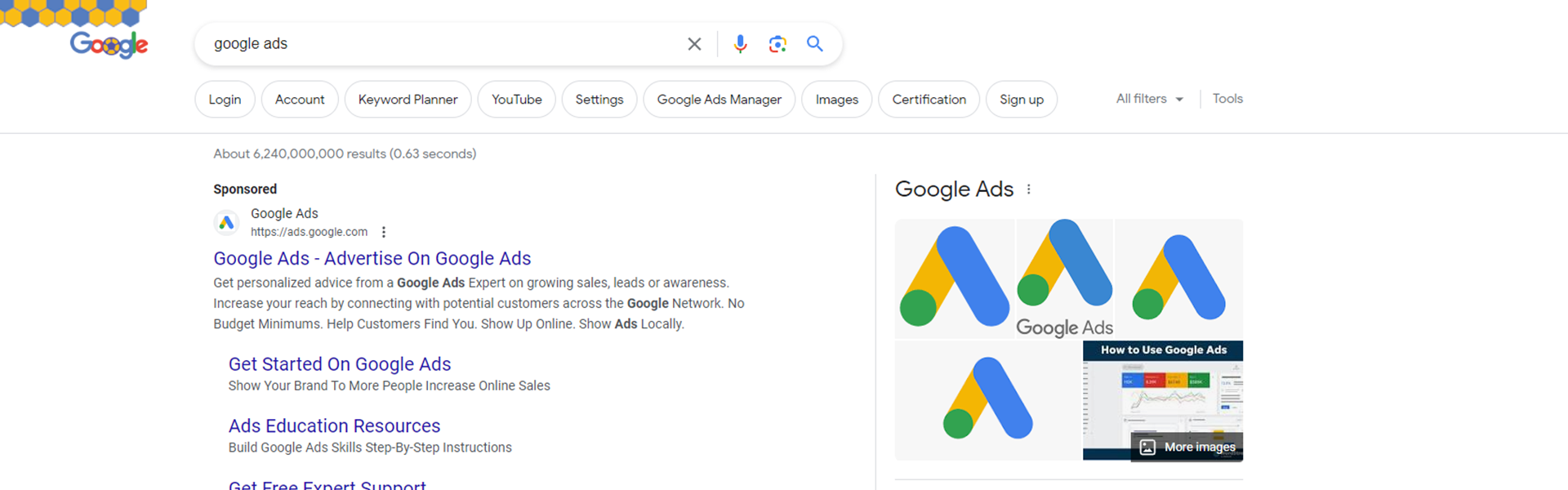 Google Ads displayed on Google